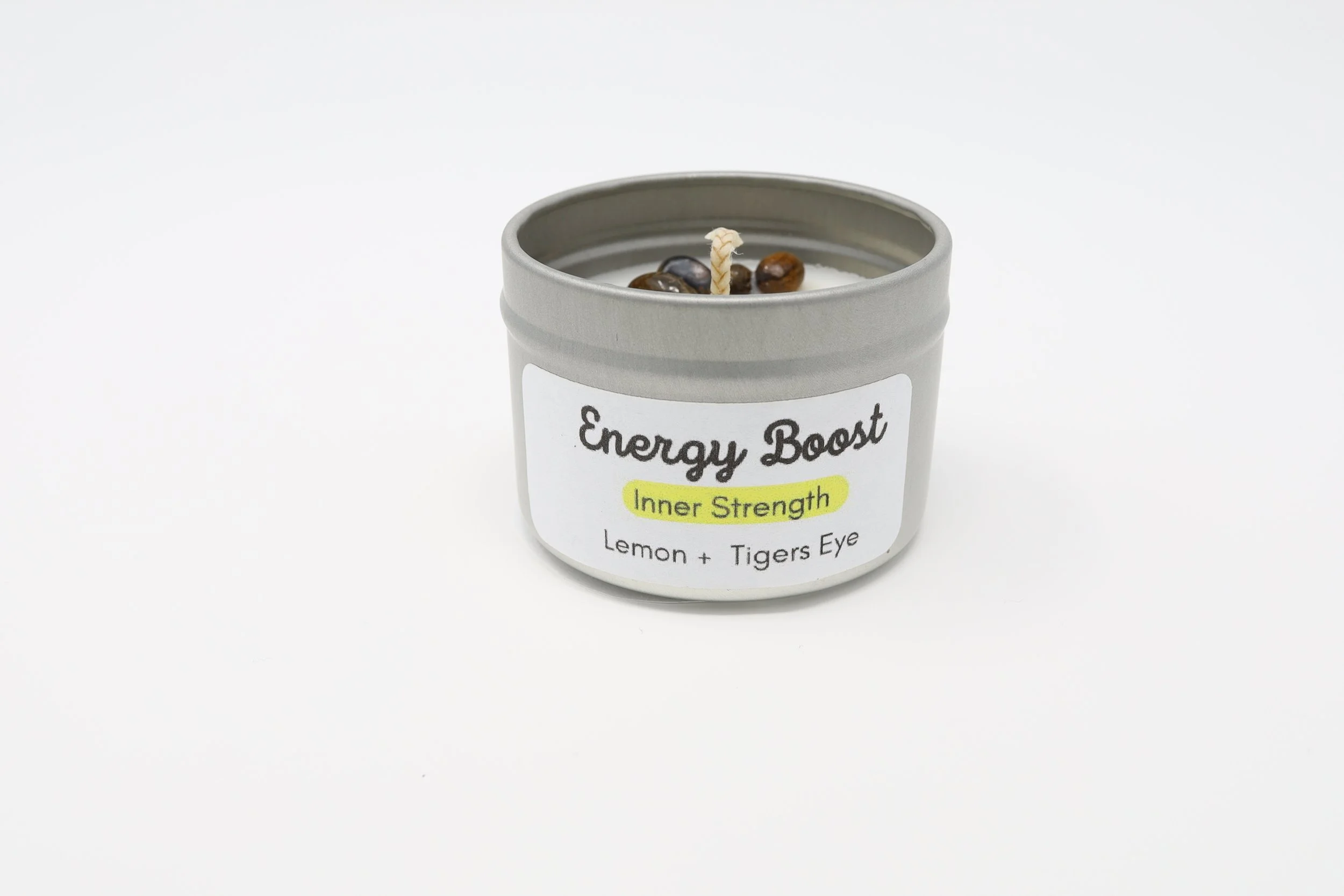 Energy Boost — Lemon Citrus Candle with Tiger’s Eye Crystal