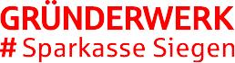 Logo des Gründerwerks der Sparkasse Siegen auf rotem Hintergrund