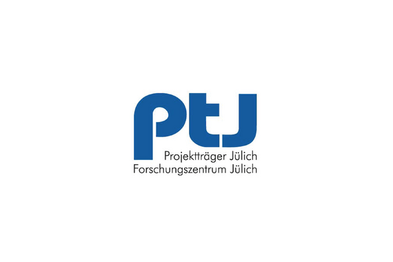 Logo Projektträger Jülich in blauer Schrift auf weißem Hintergrund