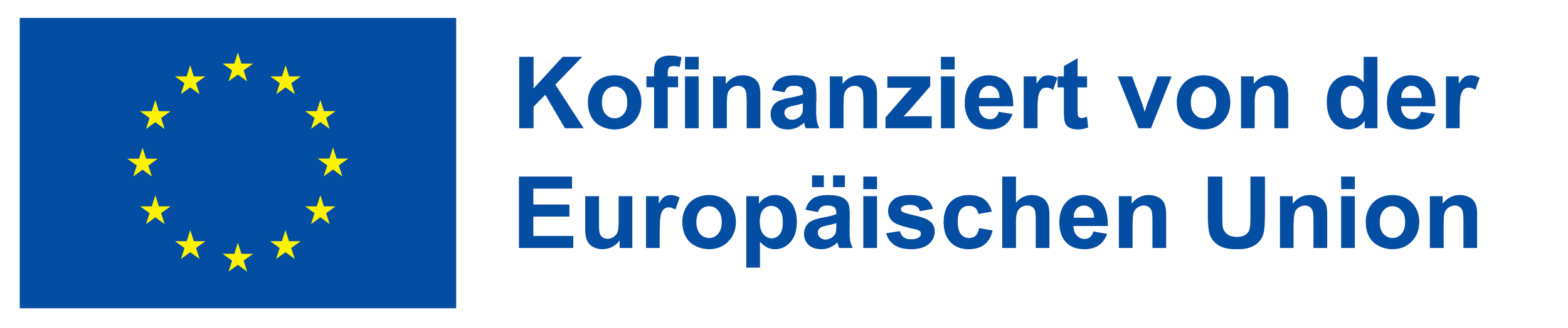 EU-Logo mit blauer Flagge und goldenen Sternen, daneben deutscher Text "kofinanziert von der Europäischen Union".