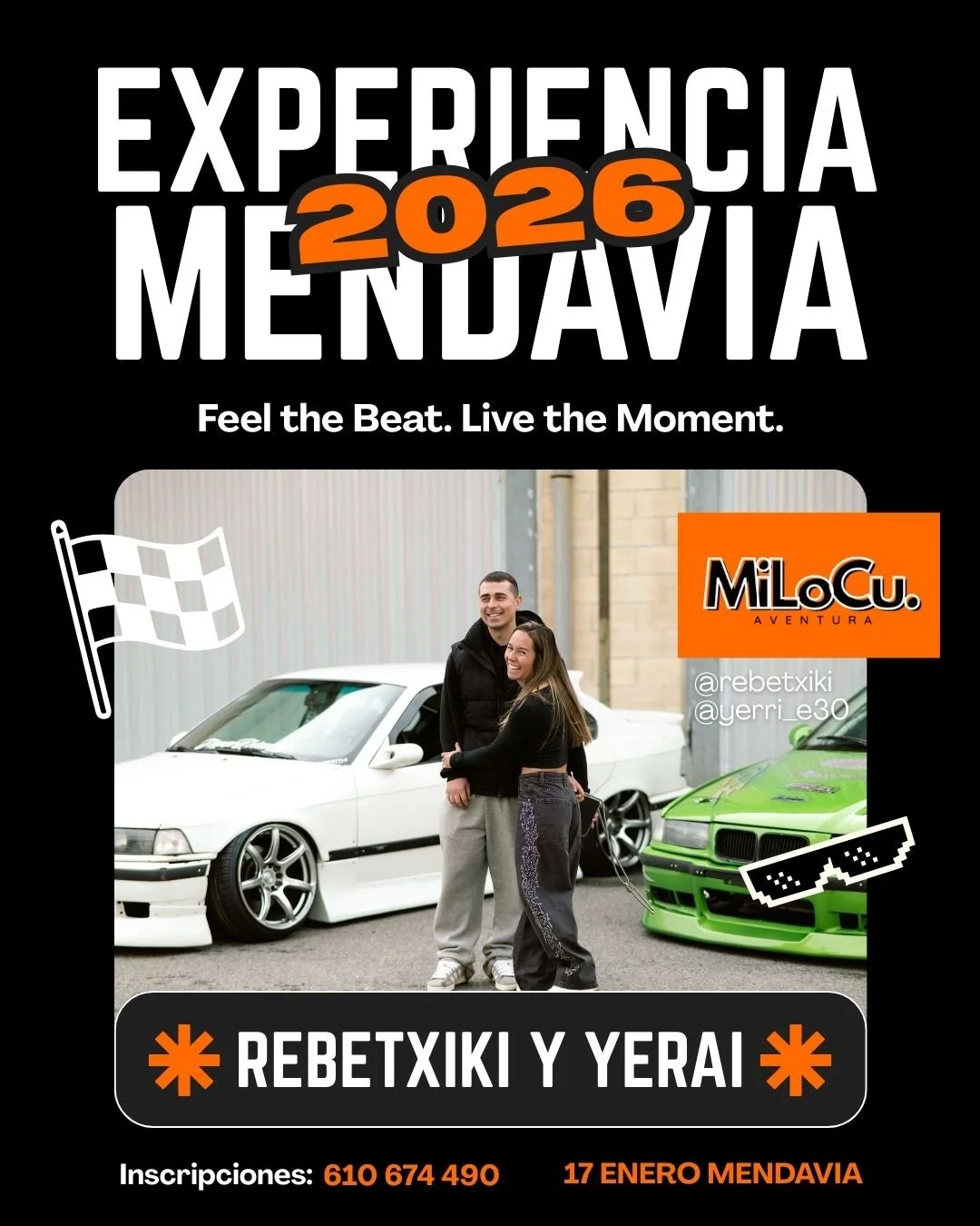 🔥 Milocu Aventura llega a Mendavia este 17 de enero&hellip; y no venimos solos.
Se unen a la experiencia dos aut&eacute;nticos amantes del motor: @rebetxiki y @yerri_e30, listos para hacer rugir el circuito y compartir la adrenalina del carcross com