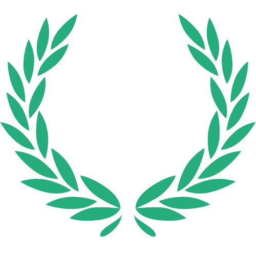 Green laurel wreath with a blank black center.