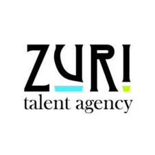 ZURI talent agency logo with stylized text in black and green.