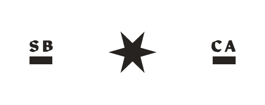 Simple black and white logo featuring a star in the center, with the letters 'SB' on the left and 'CA' on the right.