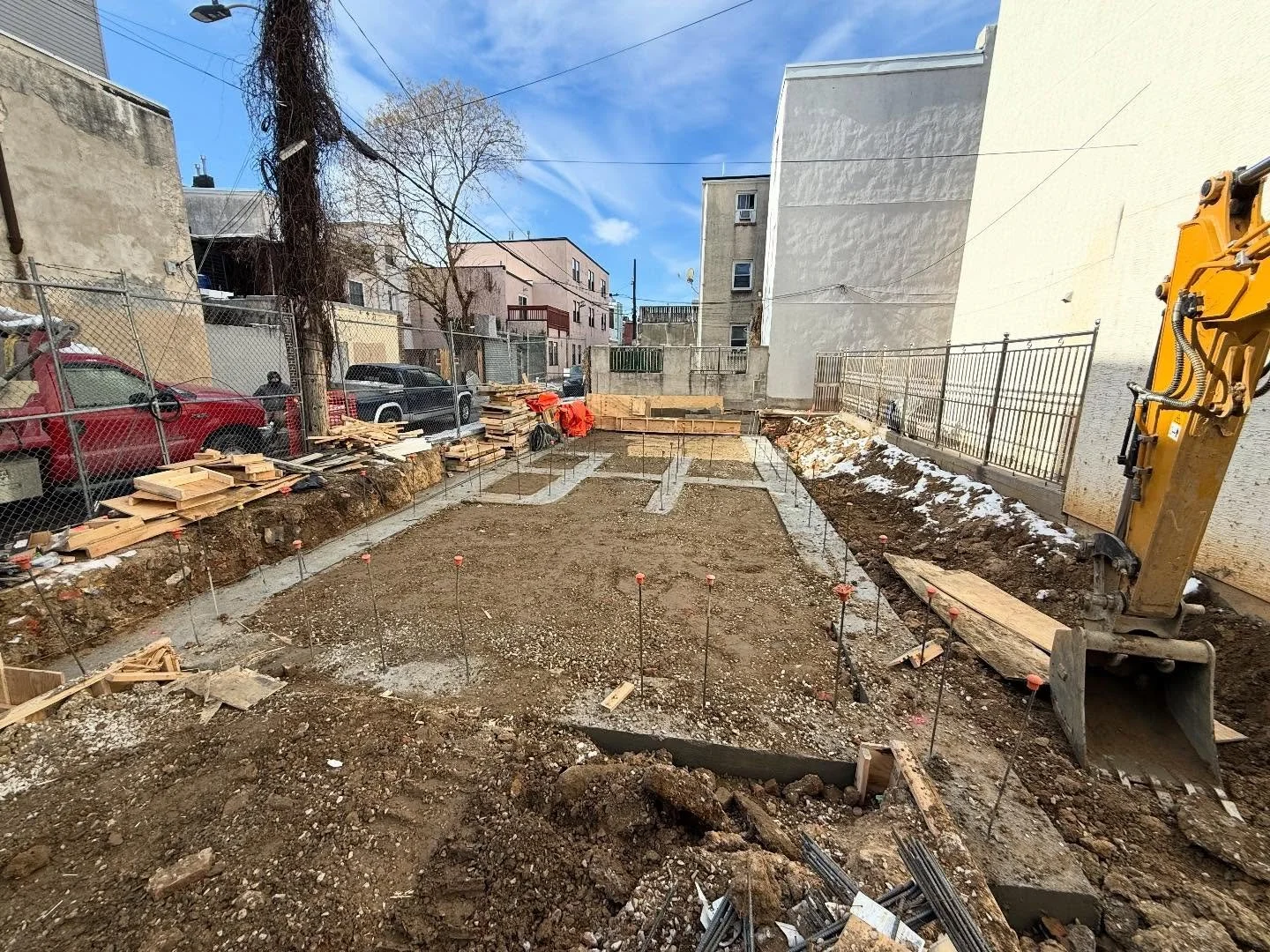 Gettin cleaned up after the pour . Almost Time to start our wall work