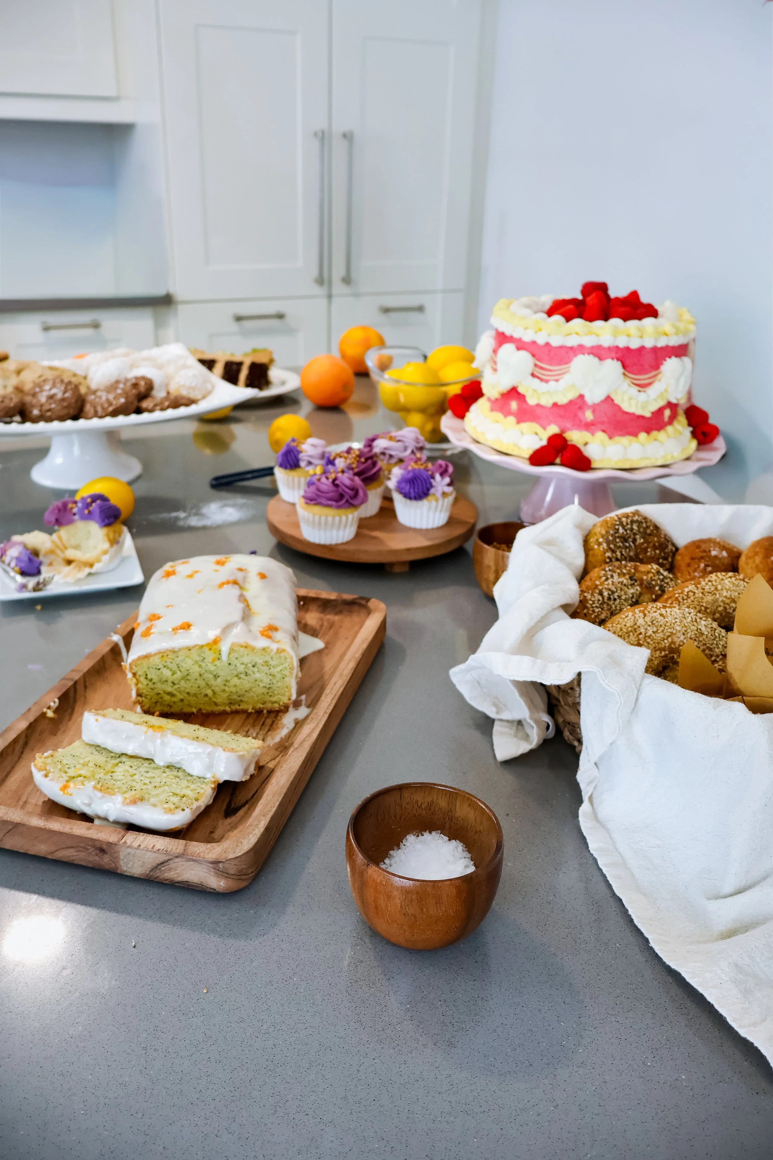 Close-up of dairy-free cupcakes decorated for event
