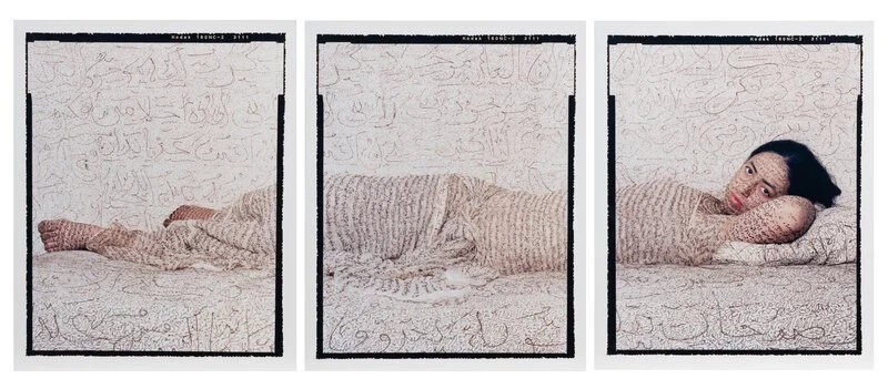 Lalla Essaydi
Les Femmes du Maroc “Reclining Odalisque;” printed 2008 (triptych)