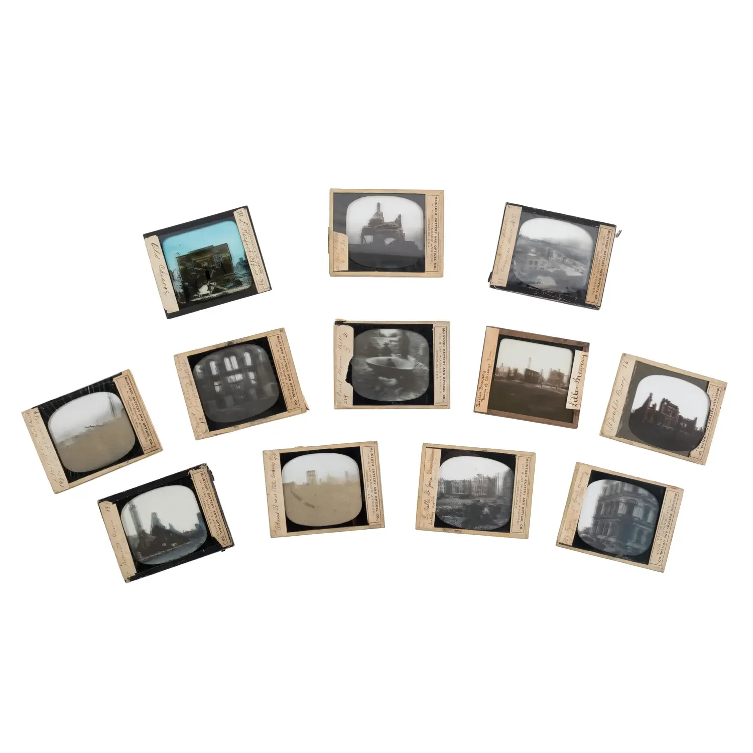 [Chicago Fire]. A collection of glass slides taken after the Chicago Fire of 1871.