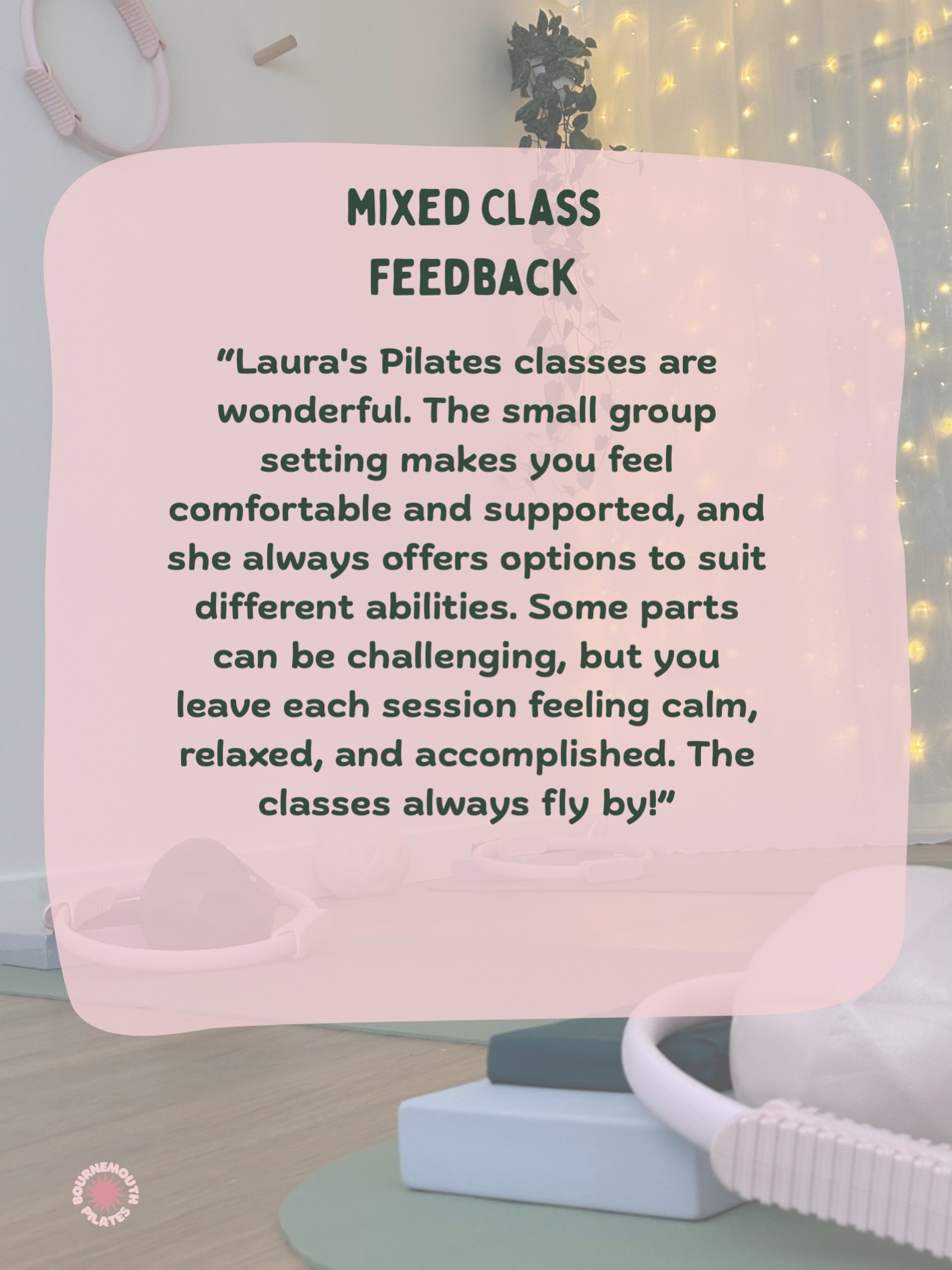 One of my favourite pieces of feedback recently 🌿

&ldquo;Laura&rsquo;s Pilates classes are wonderful. The small group setting makes you feel comfortable and supported, and she always offers options to suit different abilities. Some parts can be cha