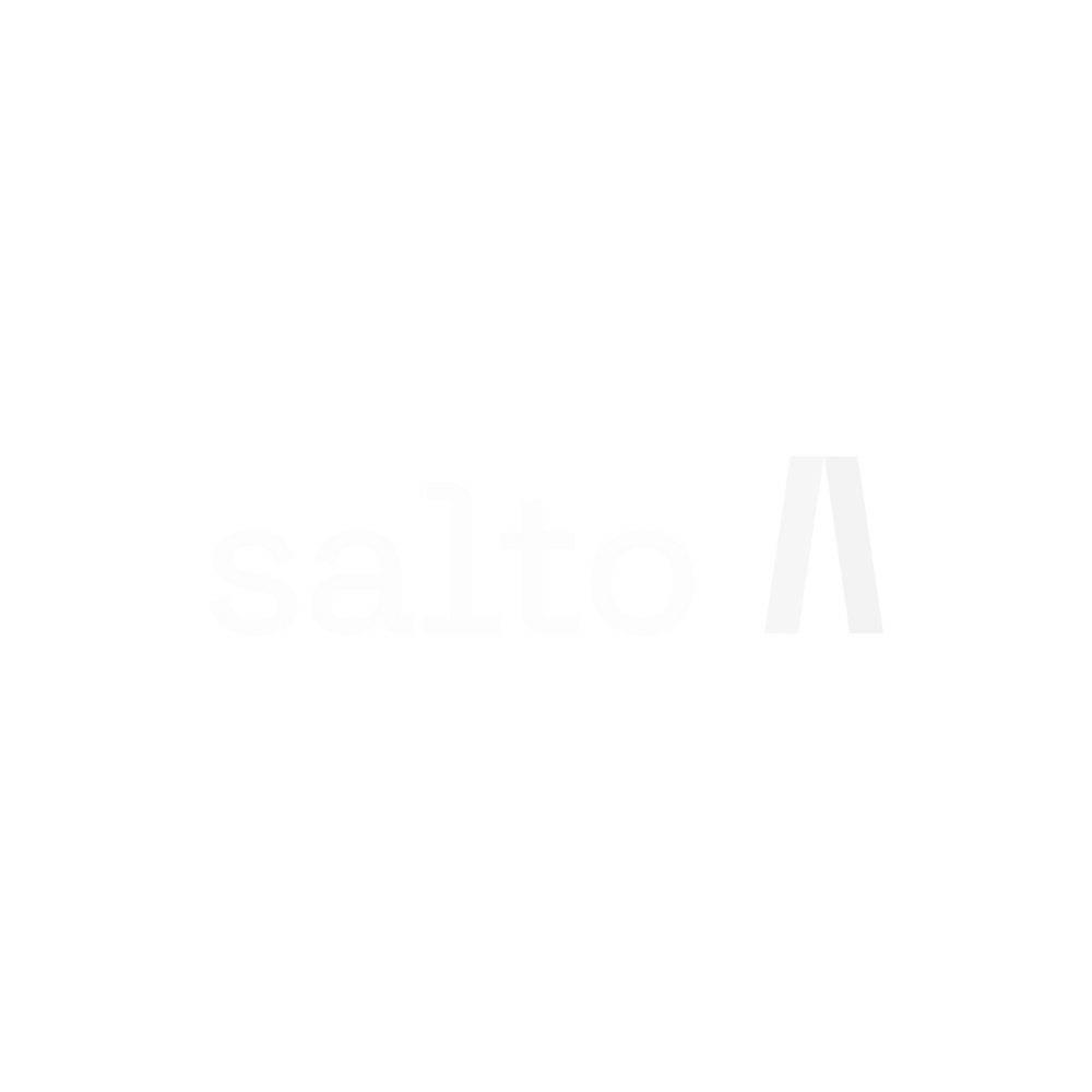 Logo for Salto, a company with a black background and white text, including the word 'salto' and an upward arrow symbol.