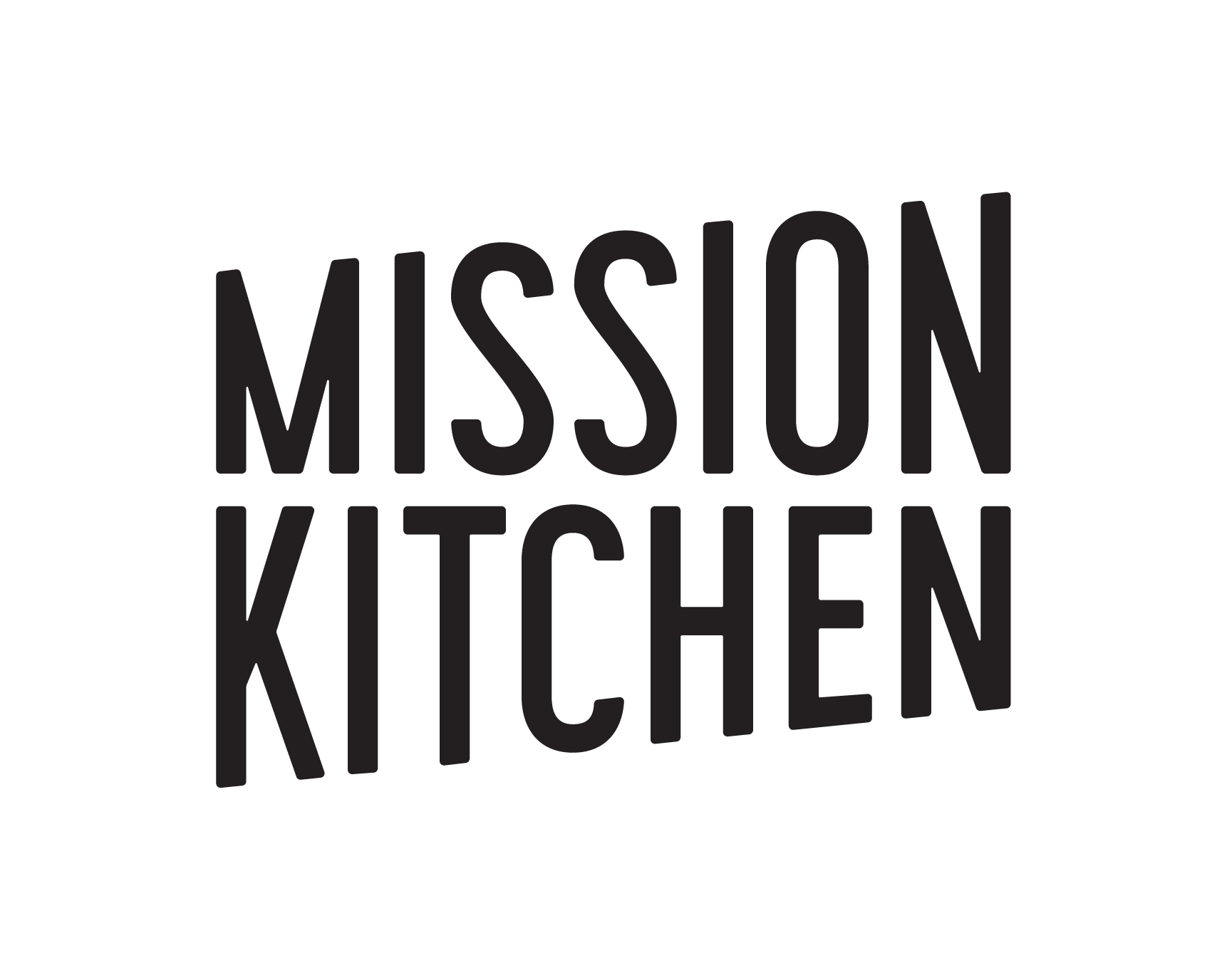 Black background with the text 'MISSION KITCHEN' in large, dark gray letters.