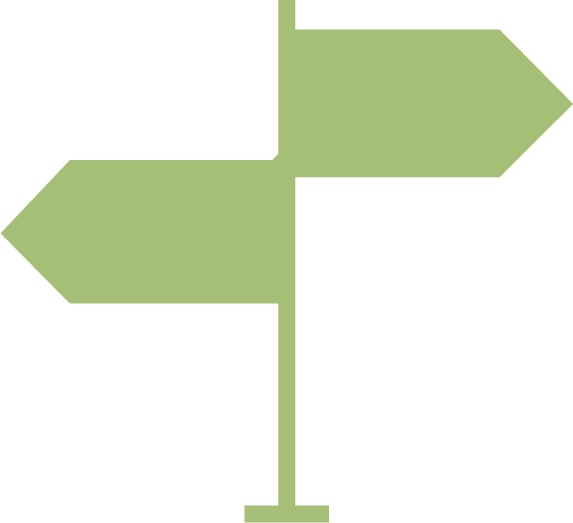 A green signpost with three arrows pointing in different directions, placed on a black background.