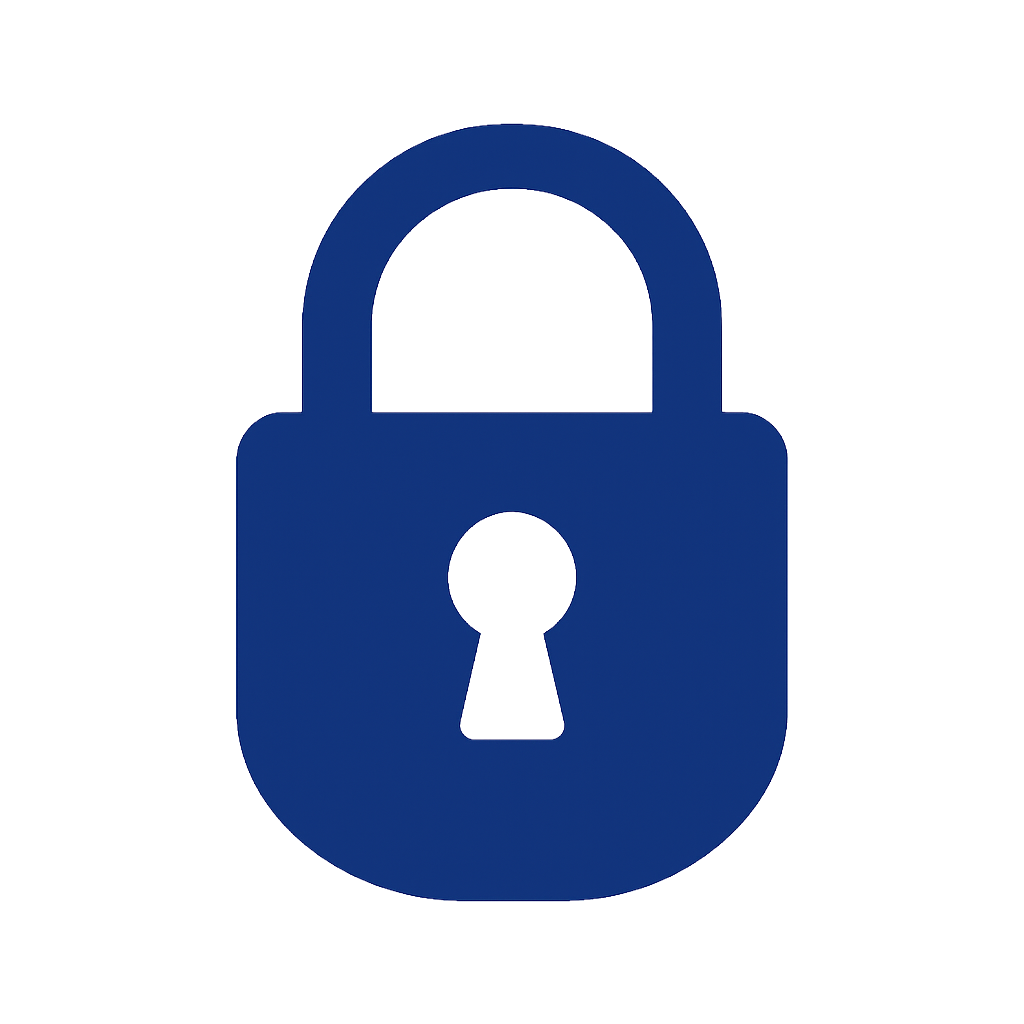 Blue padlock icon indicating security or protection.
