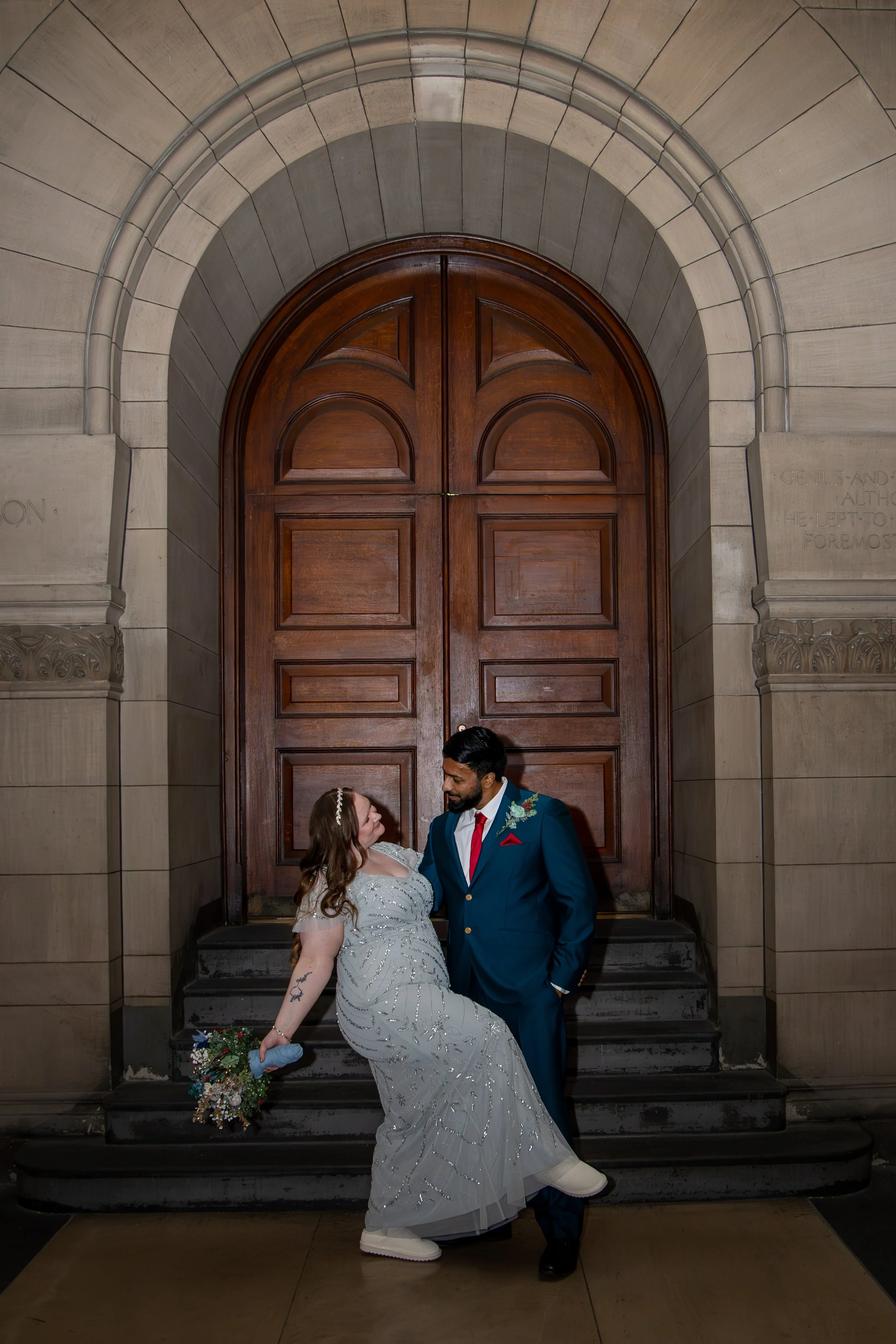 moody editorial flash wedding photography allegheny county courthouse