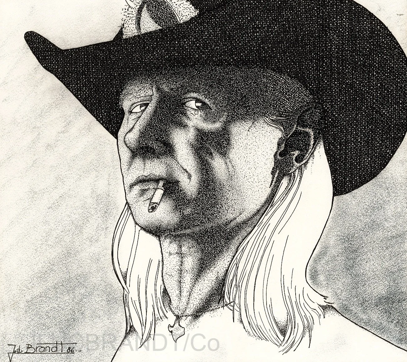 JOHNNY WINTER - Dessin 1986