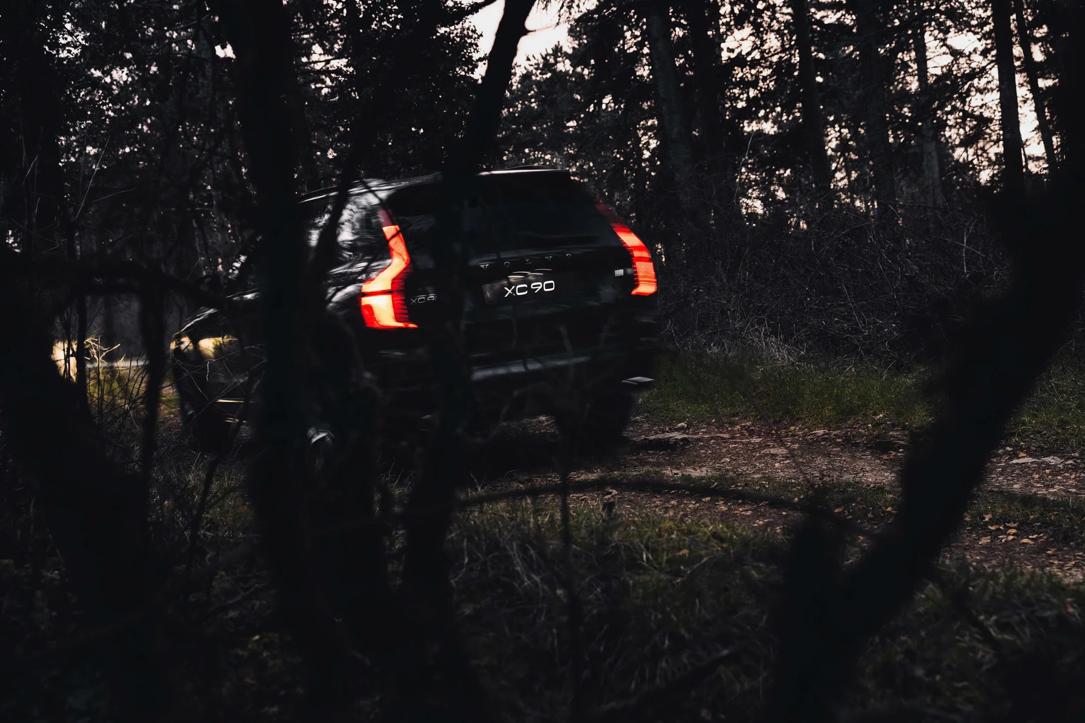 photographe automobile bourg en bresse – image communication Volvo XC90 concession Corsin automobiles Macon France dynamique foret