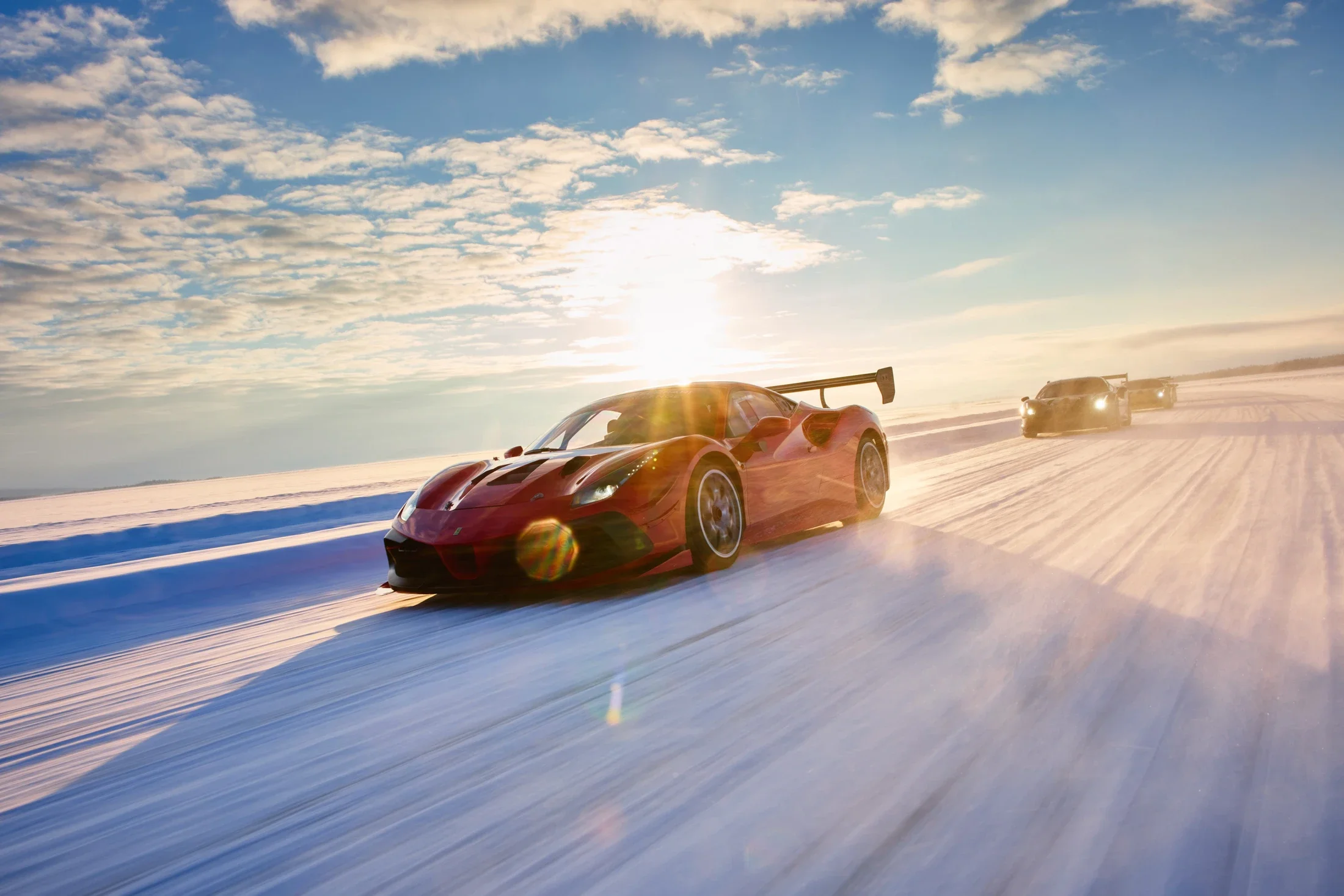 photographe automobile bourg en bresse – Ferrari 488 challenge circuit glace neige Laponie