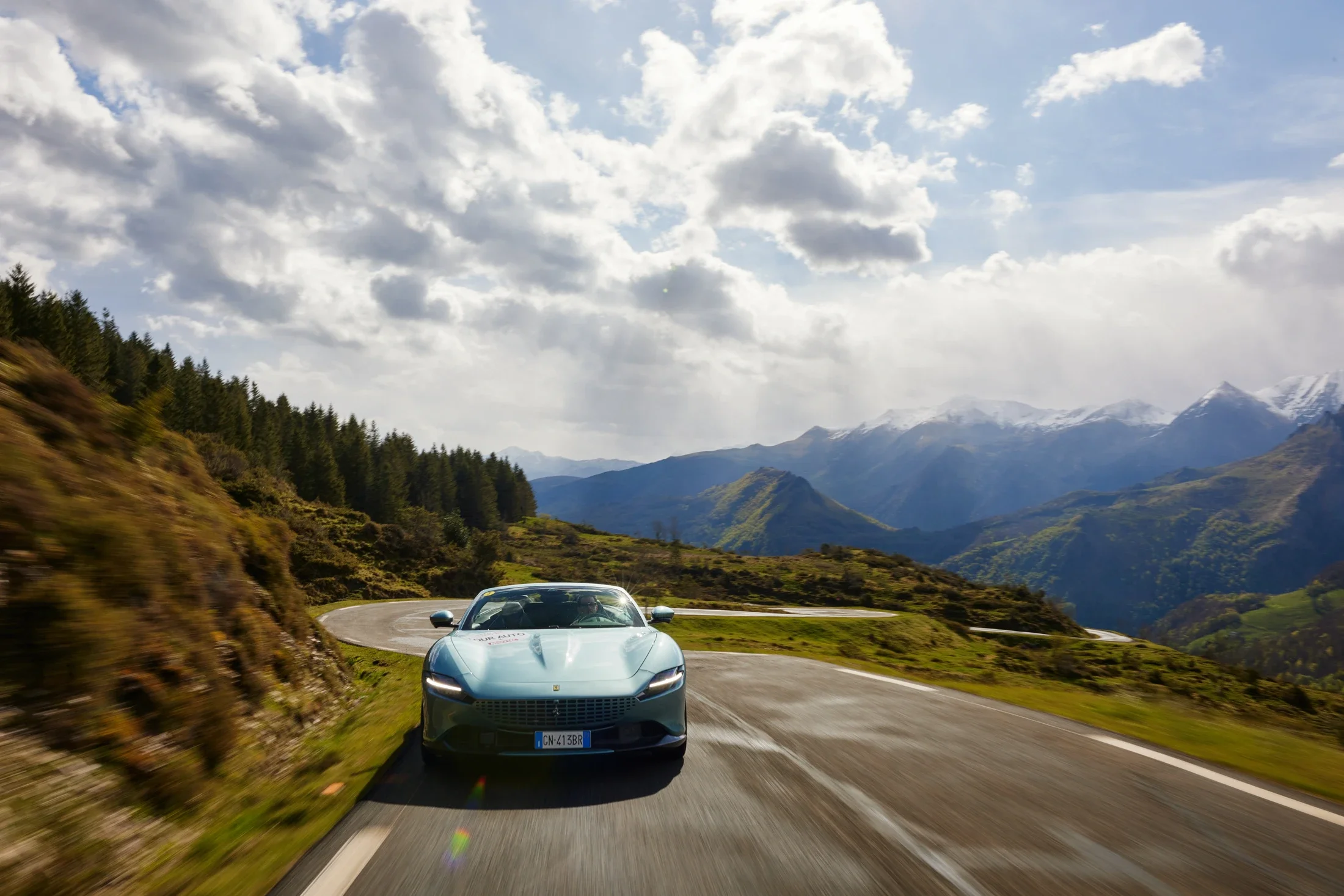 photographe automobile bourg en bresse – Essaie Presse Tour Auto Ferrari Roma Spider montagne Pyrénées