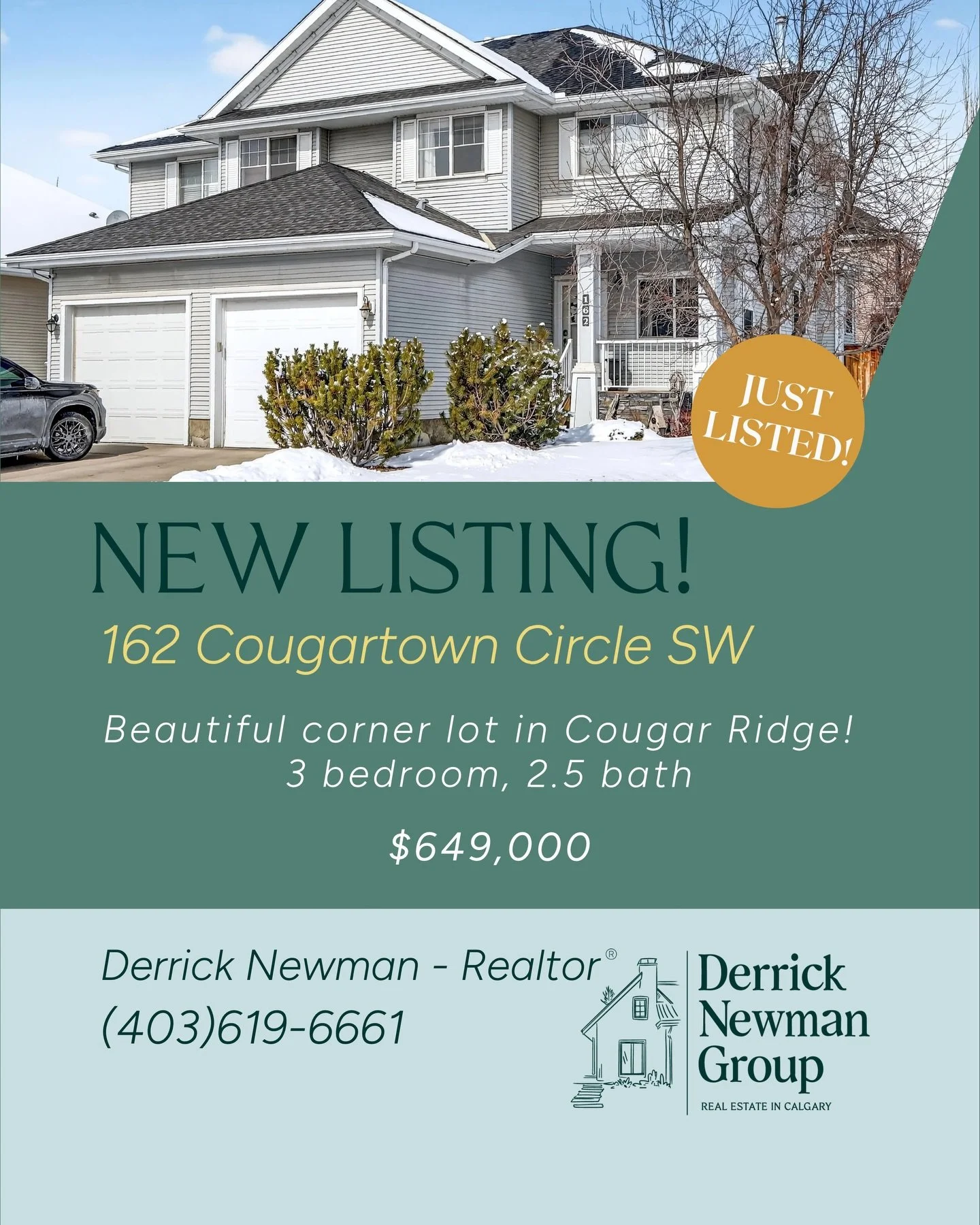 JUST LISTED in Cougar Ridge! 

📍162 Cougartown Circle SW
🛏️ 3 bedrooms 
🛁 3.5 bathrooms 
🌳 huge backyard 
🛻 attached garage 
🔥 gas fireplace 
👔👚 walk-in closet 
🍳 big sunny kitchen 
☀️ corner lot
🏷️ $649,000

Beautifully maintained semi-det