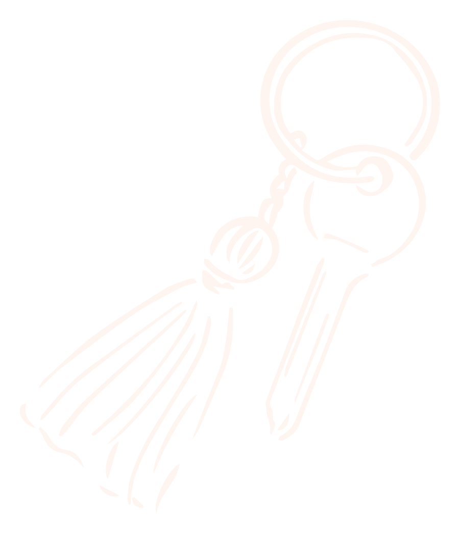 Line drawing of a set of keys with a tassel on one key.