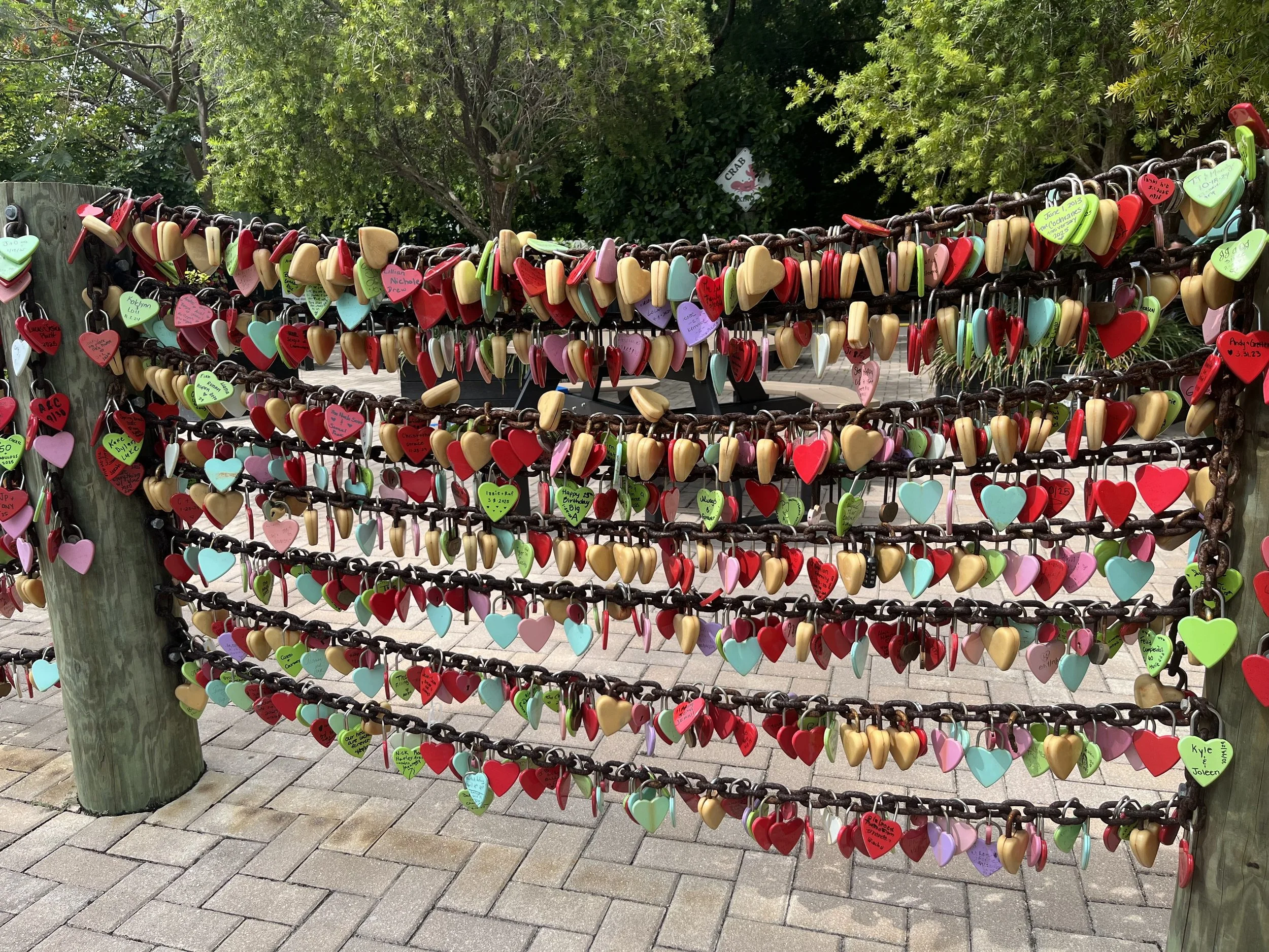 Love Locks at the Blond Giraffe Key Lime Pie Factory in Key Largo. 