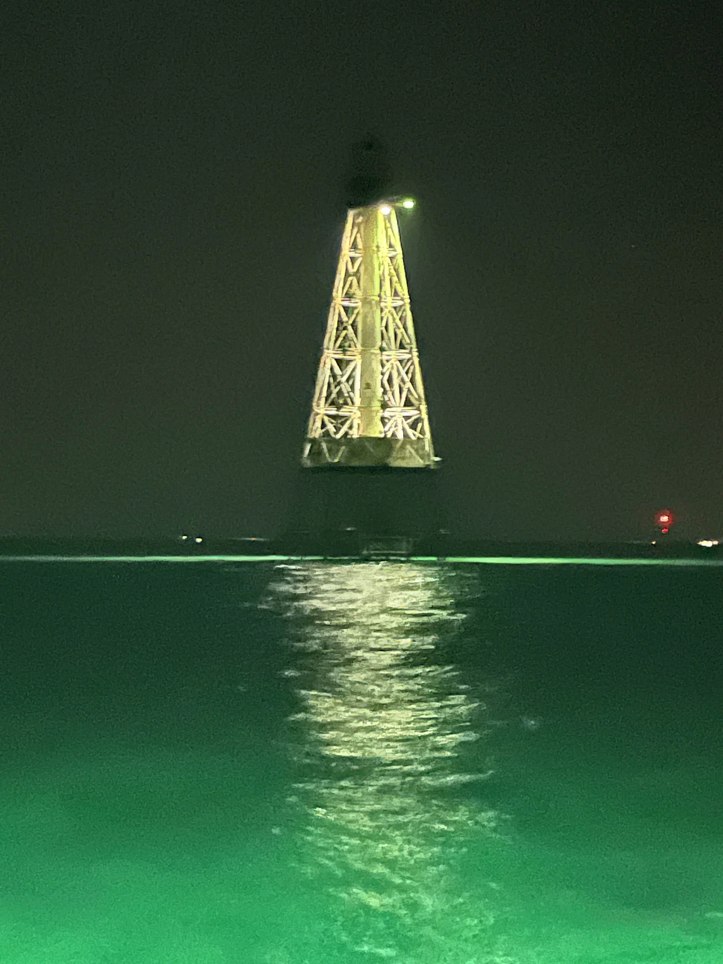 Alligator Reef Lighthouse up close at night. Such a unique perspective.