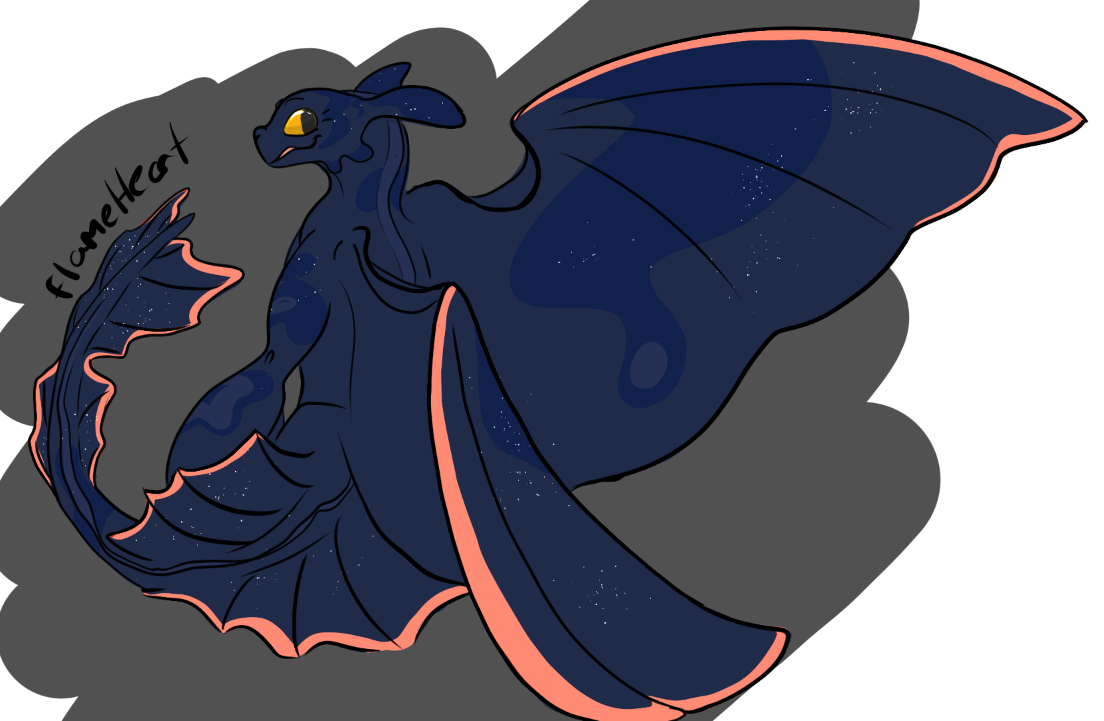 This is my interpretation of my grandma as a night fury