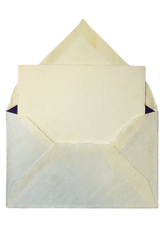 An open cream-colored envelope with a blank cream-colored note inside.