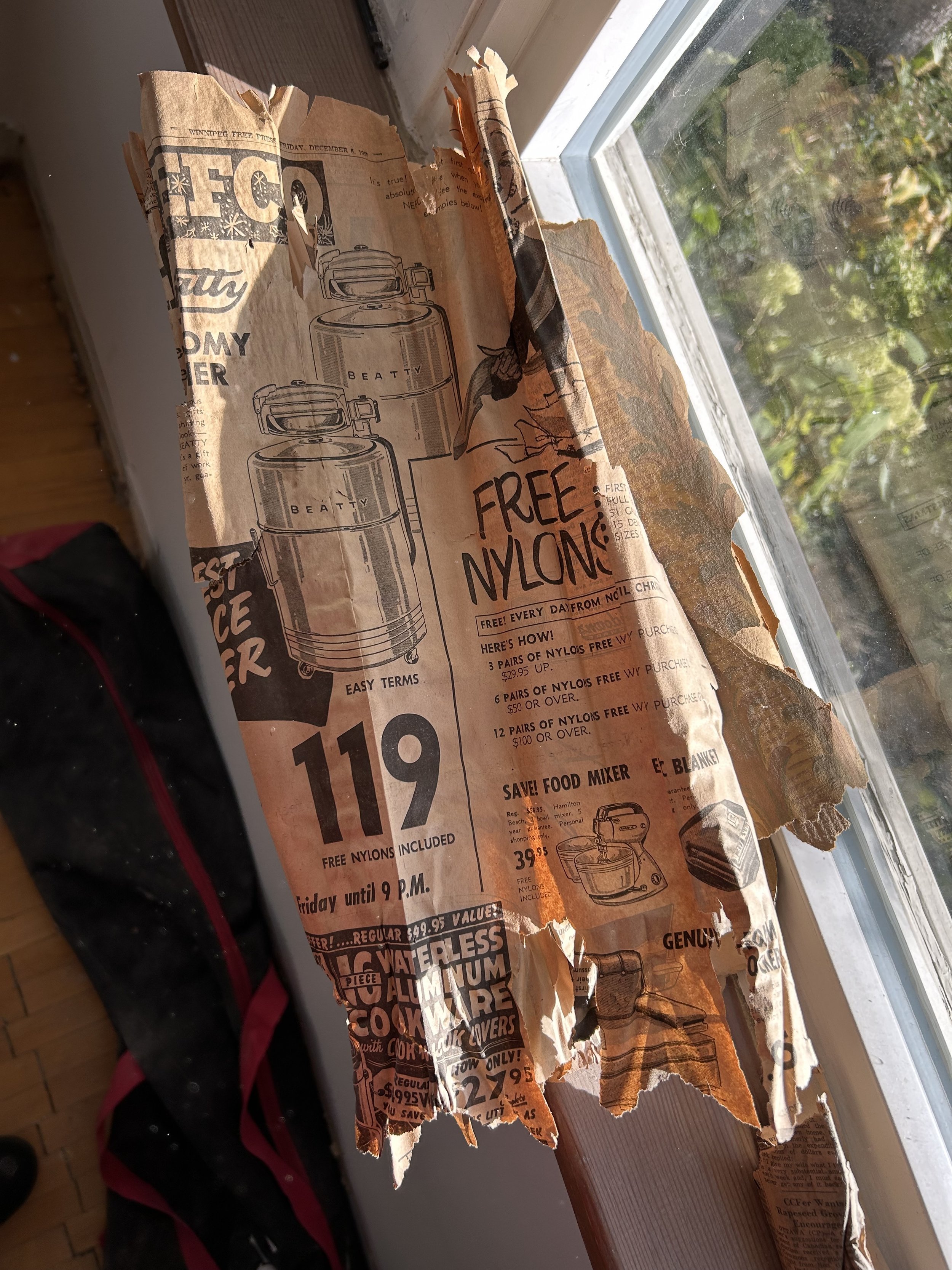 A newspaper from 1957 found in the walls