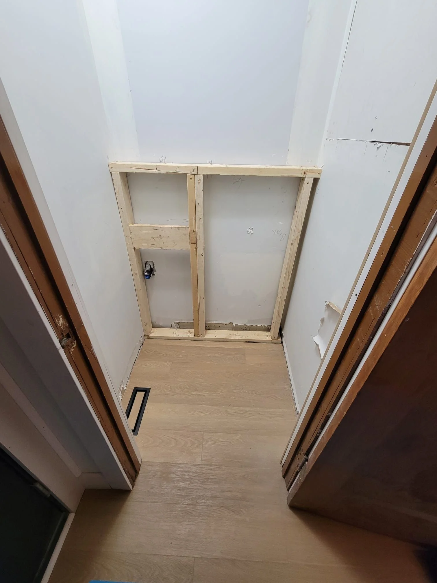 The ledge wall is framed in