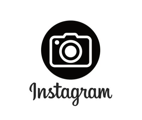 Instagram logo with a camera icon and the word 'Instagram' underneath.