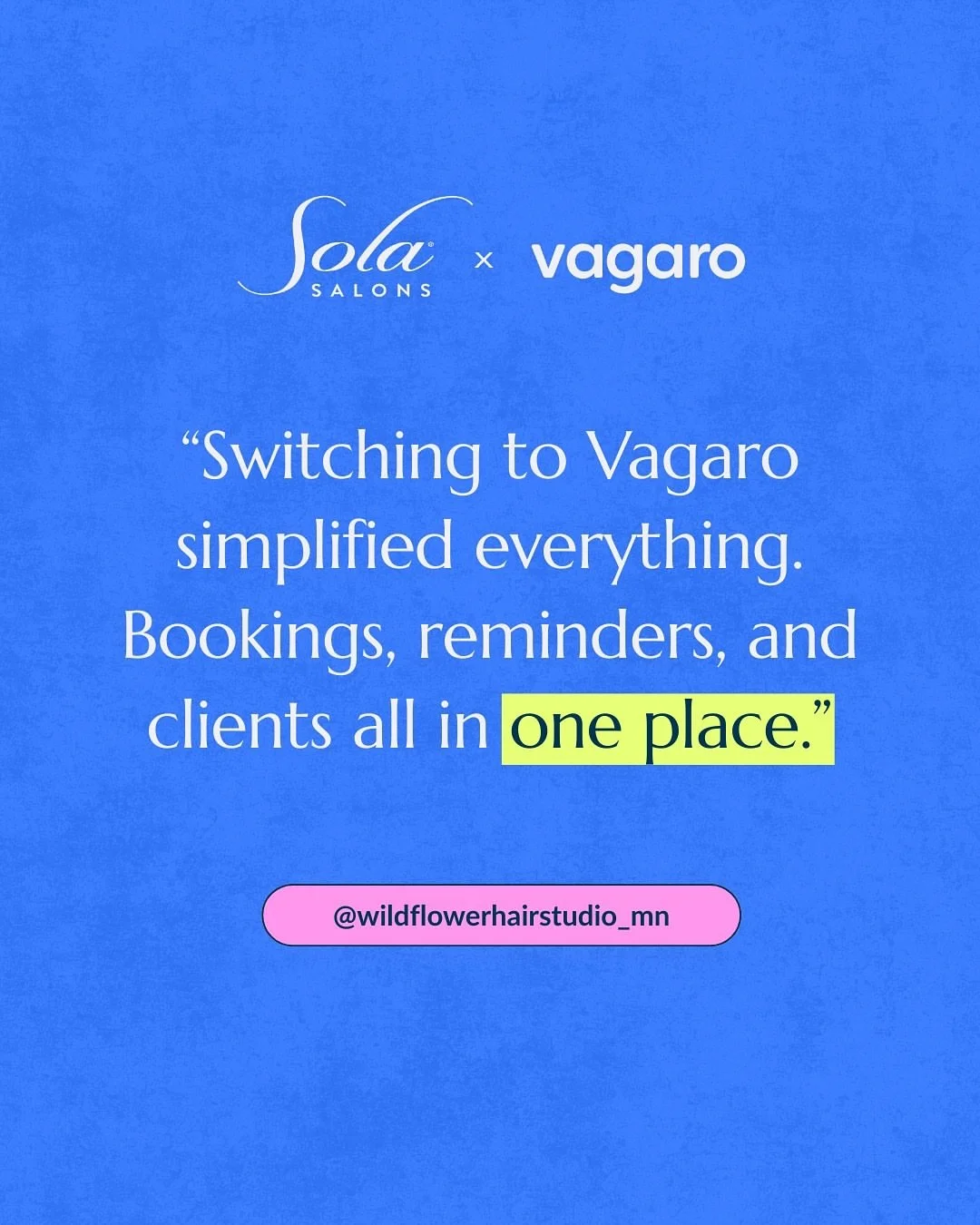 @vagaropro is Sola&rsquo;s new preferred booking platform 💙❤️ 

Running your business should feel simple.

When wildflowerhairstudio_mn moved into her Sola suite, she didn&rsquo;t want to rebuild her booking system or start from scratch with a new p