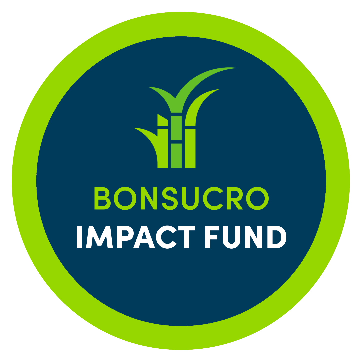 Logo for BONSUCRO Impact Fund featuring a stylized green sugarcane plant above the text.