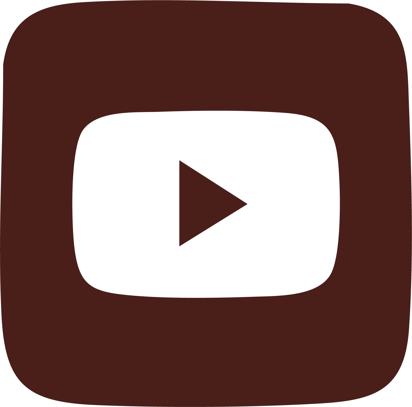 YouTube icon with a brown background and a black play button in the center.