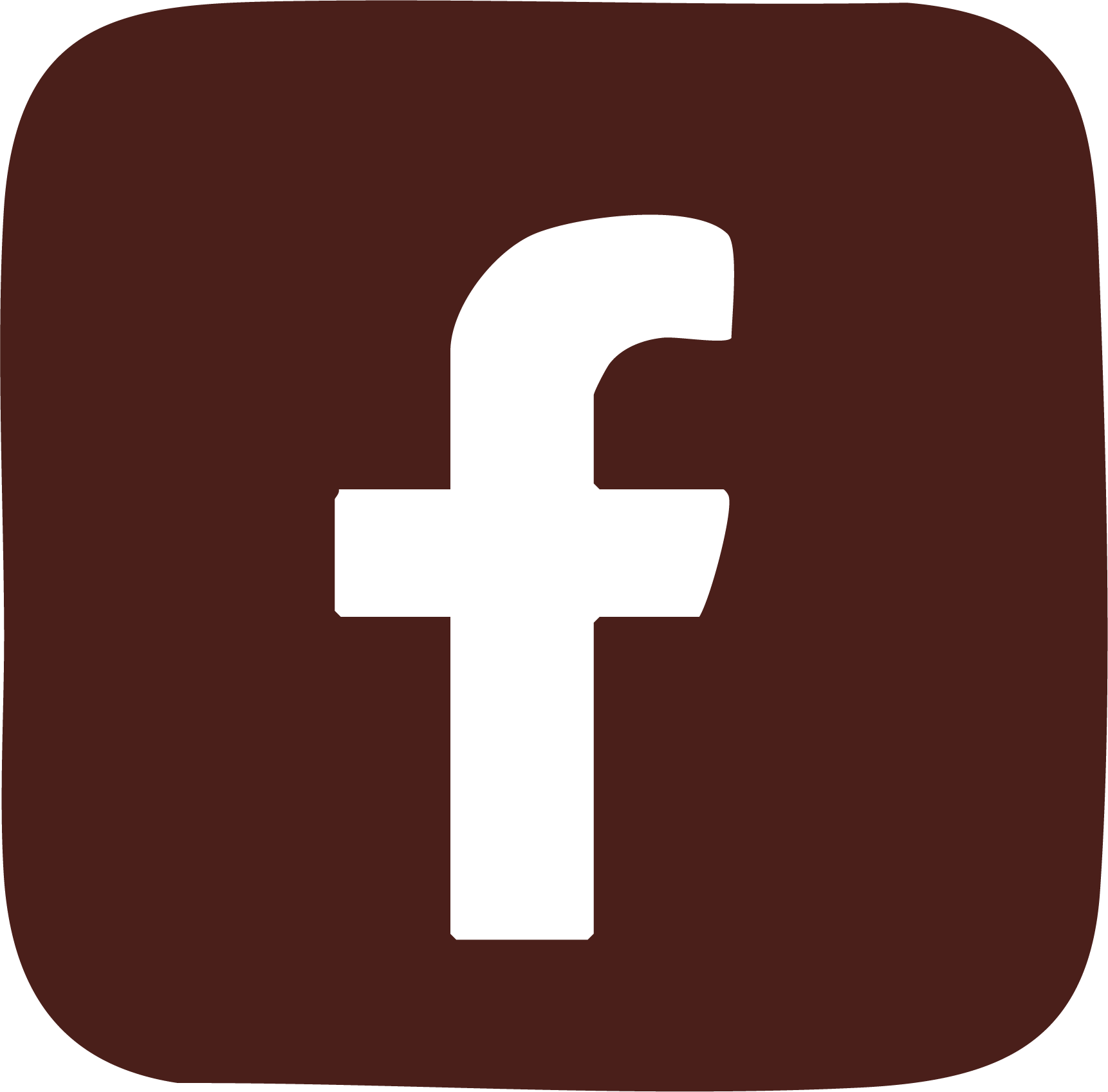 Facebook icon on a dark brown background.