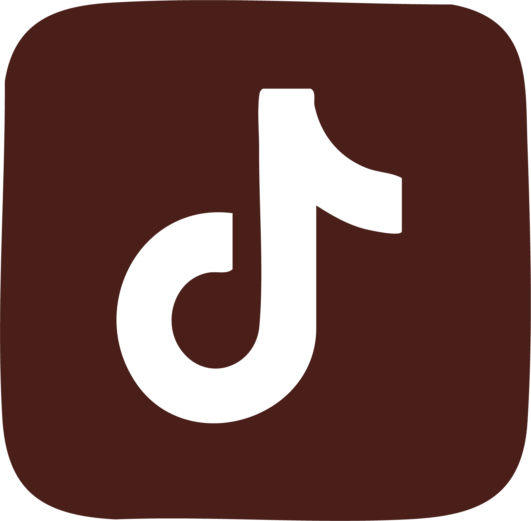 TikTok app icon with a black music note on a brown background.