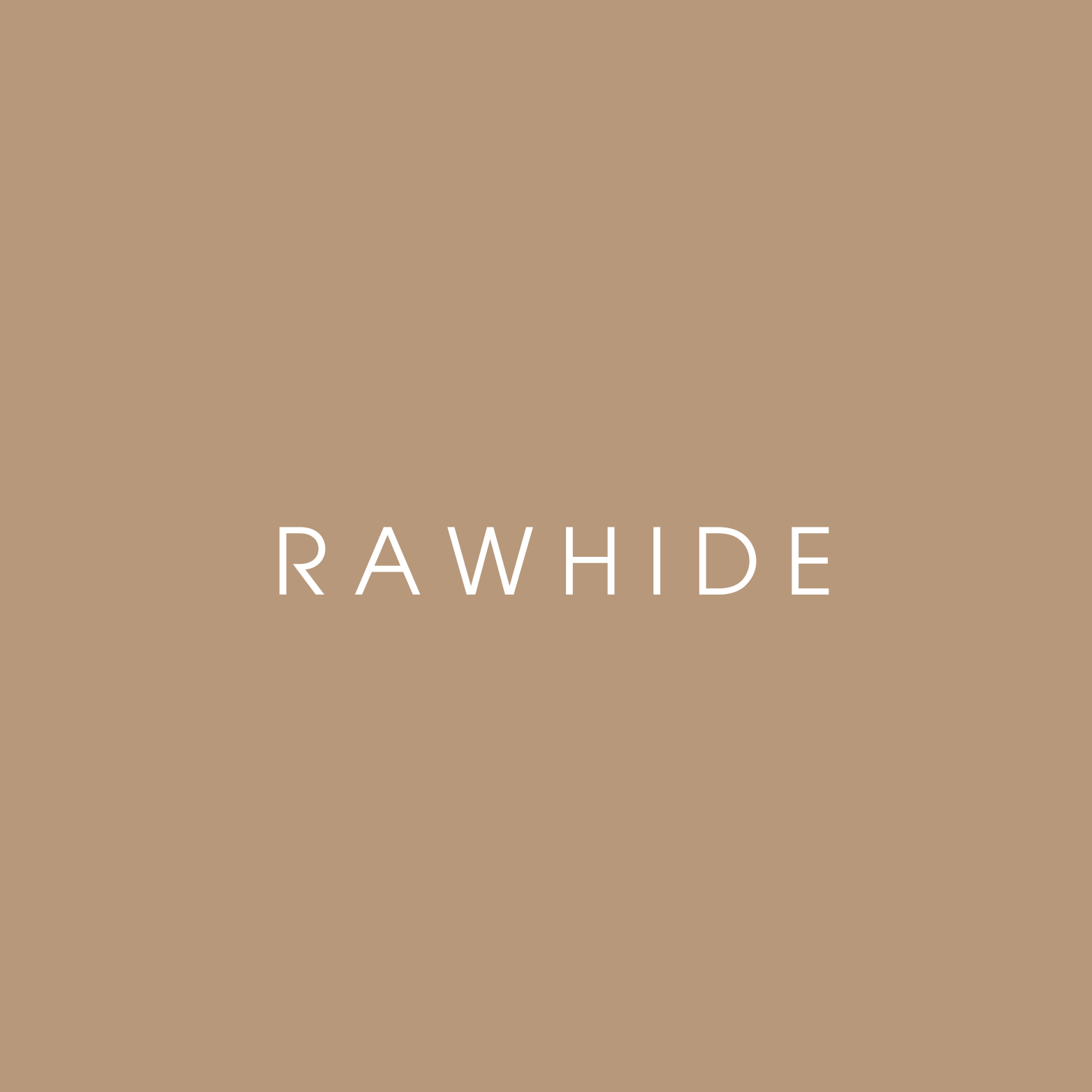 A beige background with the word 'RAWHIDE' written in white centered text.