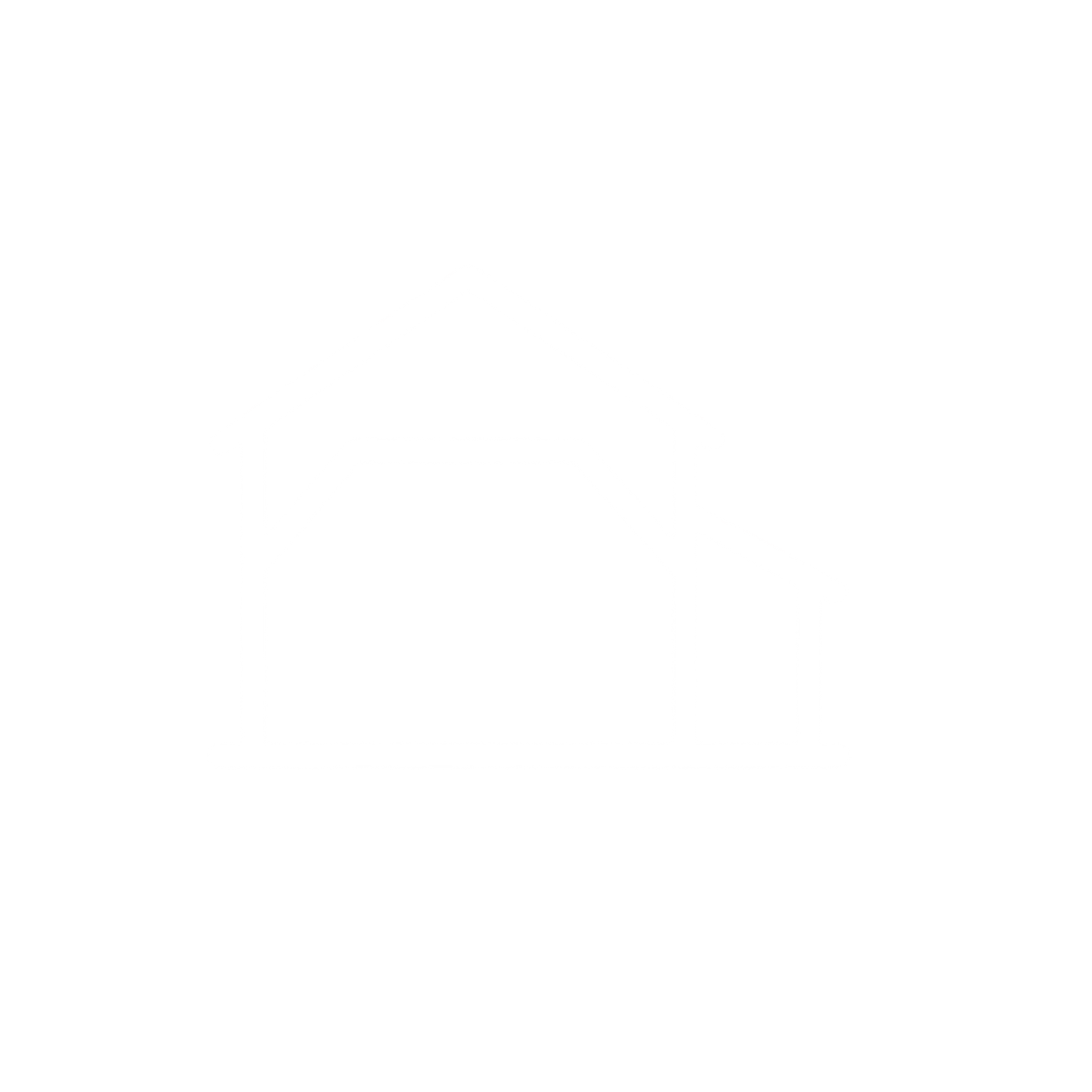 Black and white icon of a house outline with a gable roof.