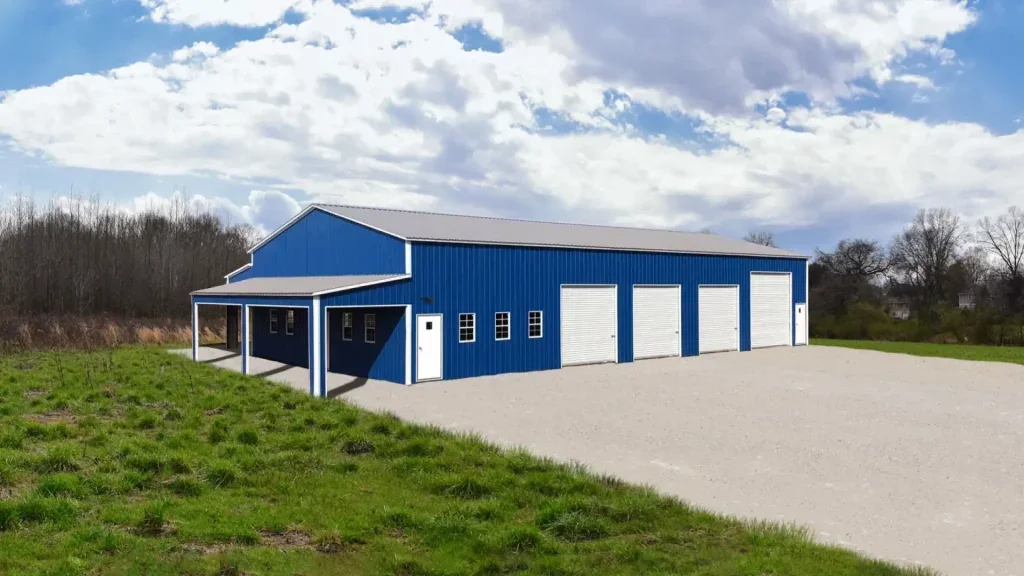 42x80x14/11 Metal Commercial Building with 10' Lean-To