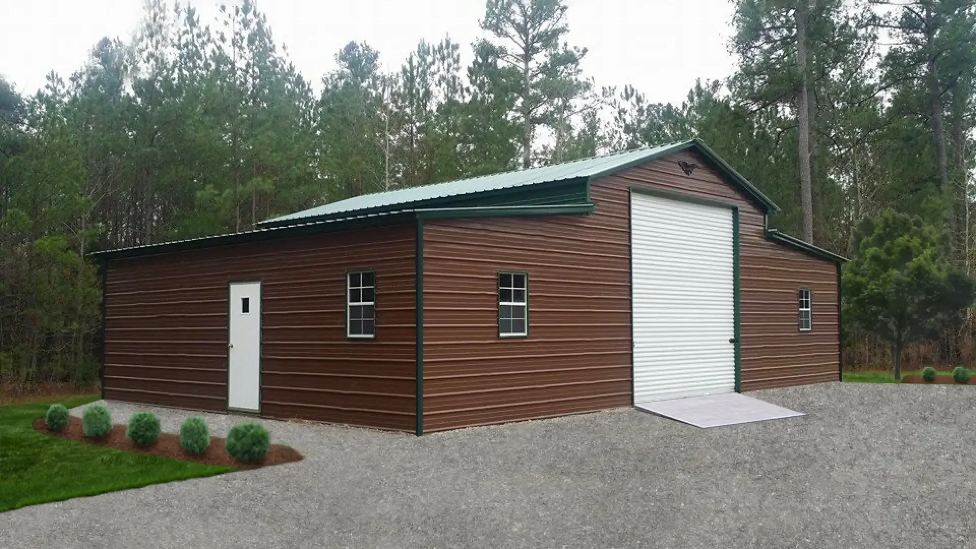 44x30x12 Metal Barn with 12' Lean-To - Vertical Roof