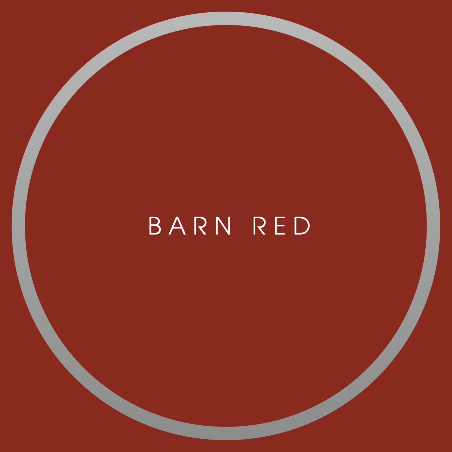 Color sample labeled 'Barn Red' with a red background and a gray ring around the label