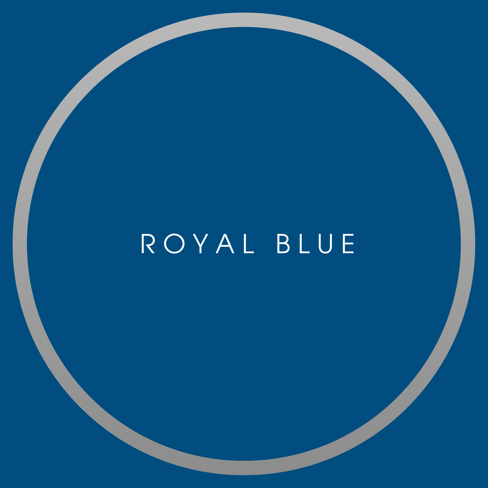 A color palette swatch labeled 'Royal Blue' in white text on a dark blue background, with a gray border around the swatch.