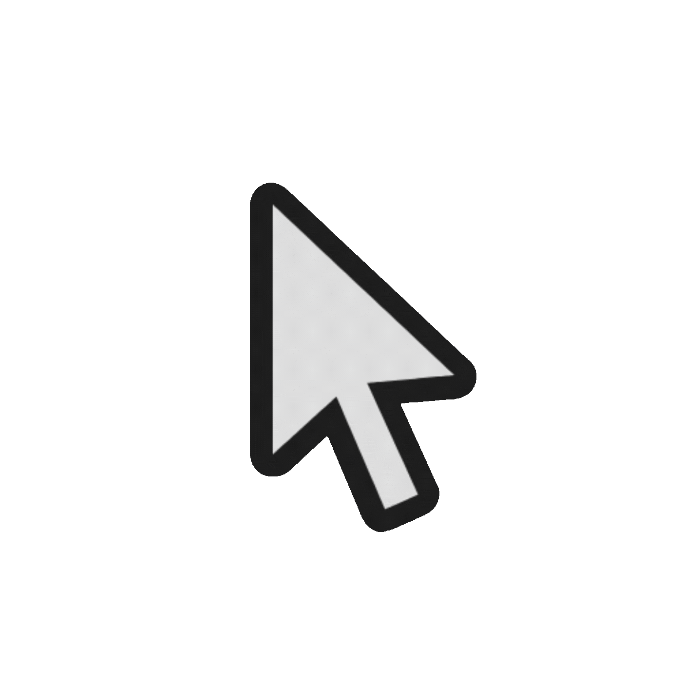 White computer cursor arrow icon on a black background.