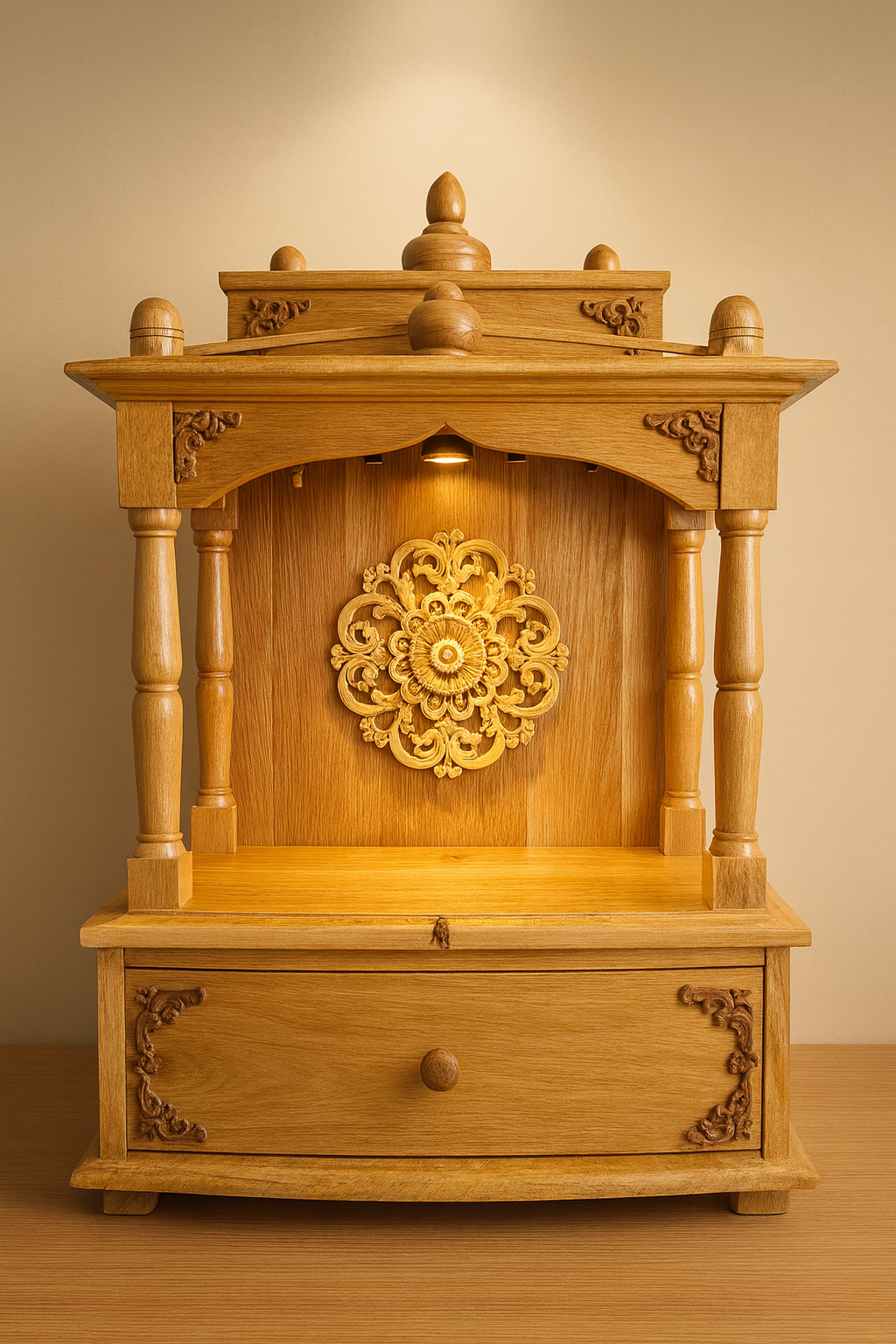 wooden mandir - oak