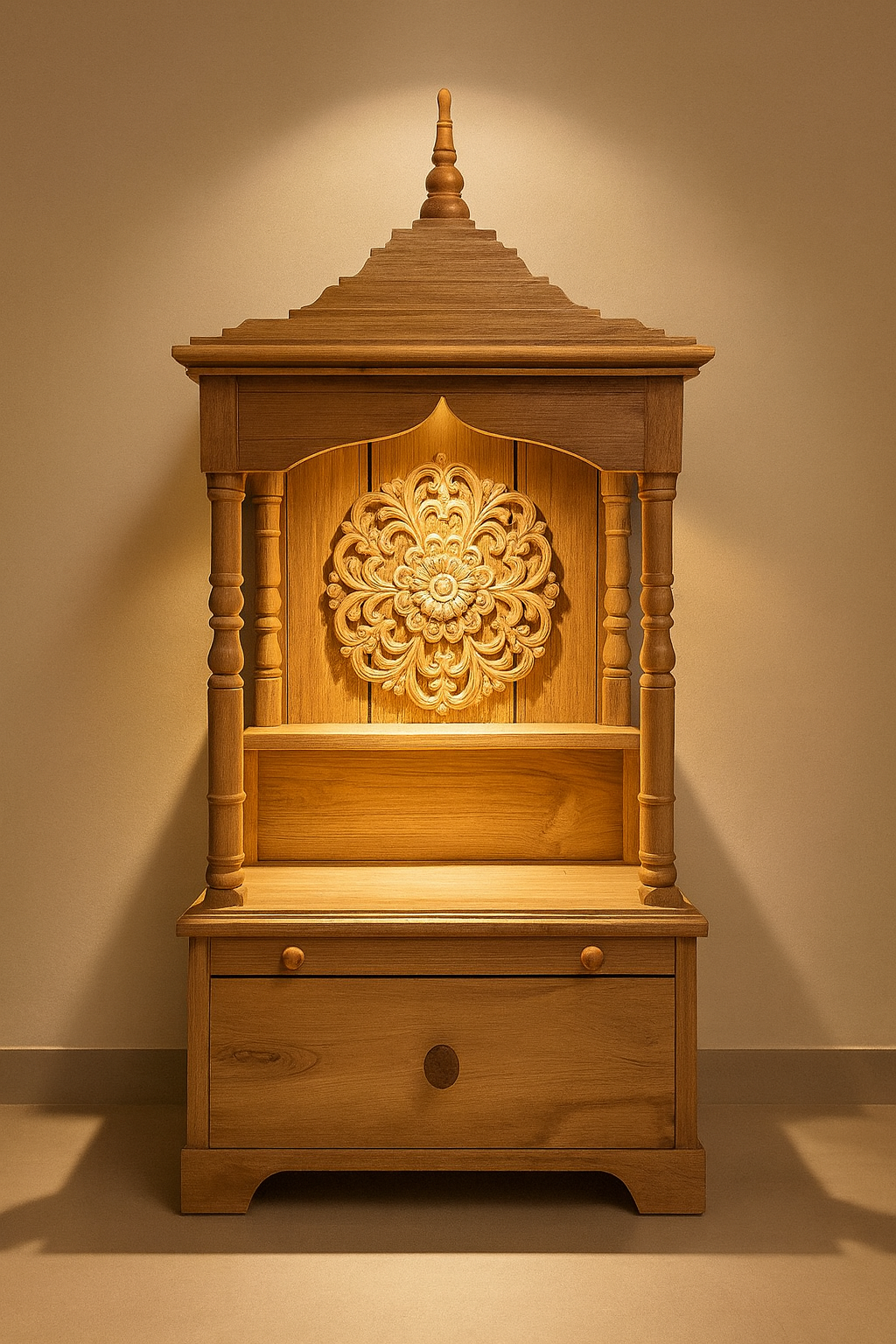 wooden mandir - oak