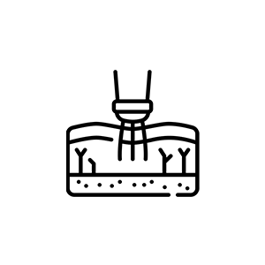 A line drawing of a piston inside a cylinder with a rod extending upward.