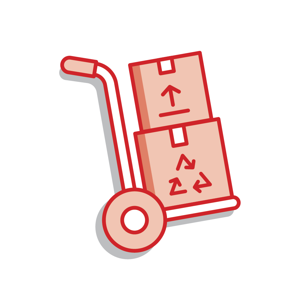 Illustration of dollie loaded with boxes