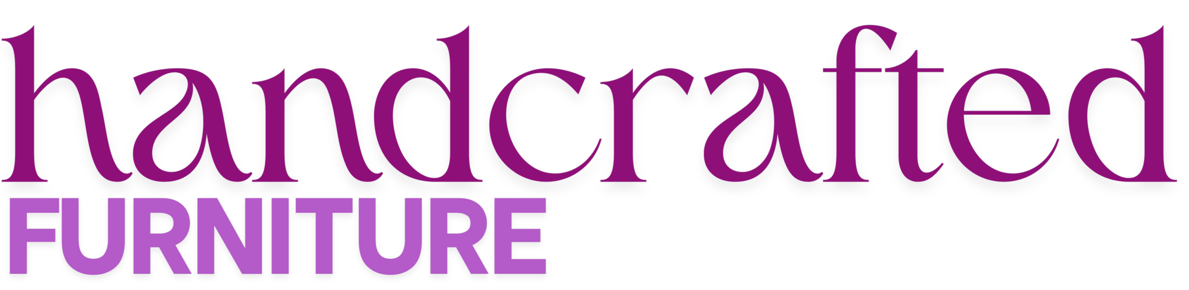 Handcrafted Furniture logo in purple and violet colors with stylized text.