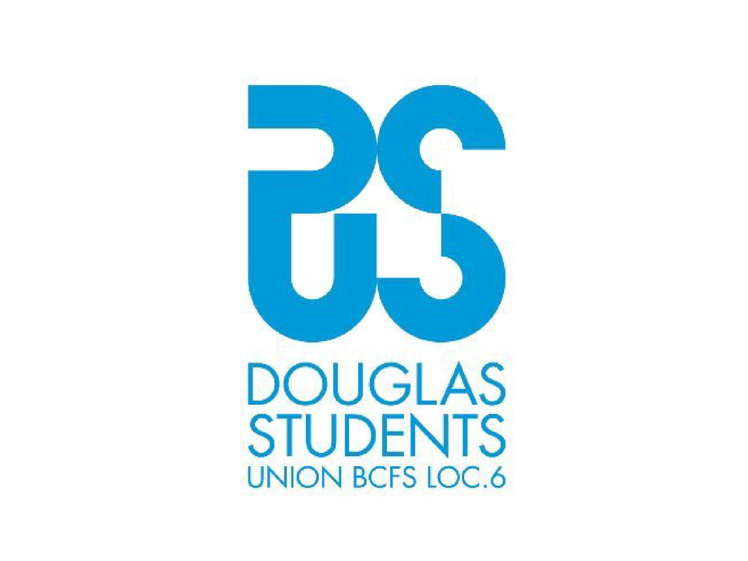 Blue logo with stylized letters and numbers reading 'P25' above the text 'Douglas Students Union BCFS Loc. 6' in blue.