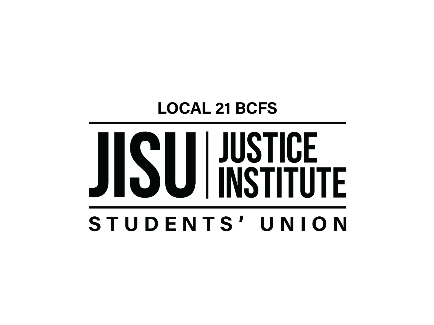 Black and white logo of the Justice Institute Students' Union, with the text 'JJSU', 'Justice Institute', and 'Students' Union' on a white background.